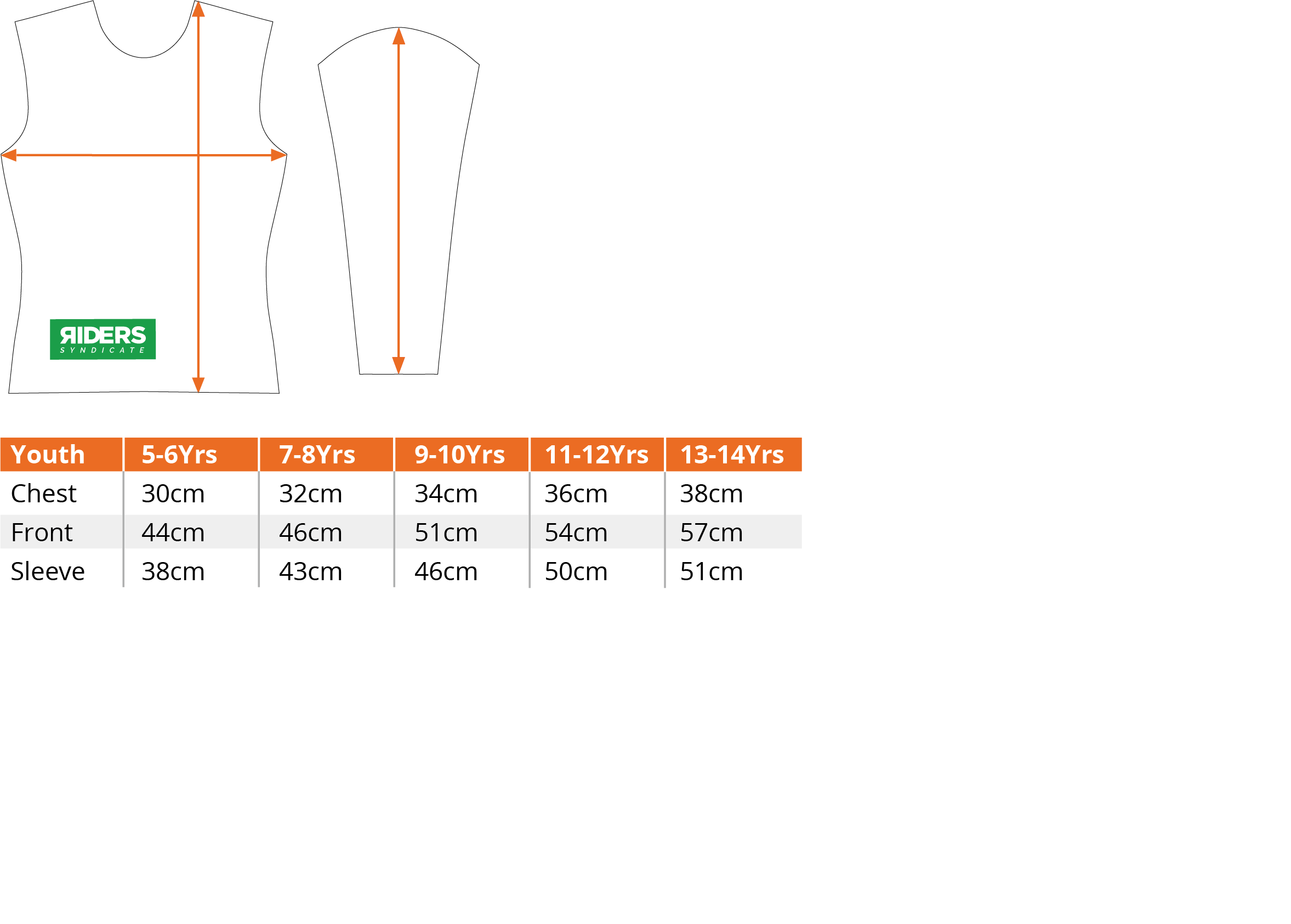BP Aero kids size chart